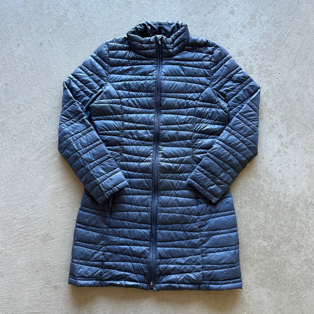 Patagonia Fiona Parka Jacket Womens Medium Navy Blue Goose Down Puffer 28358FA16